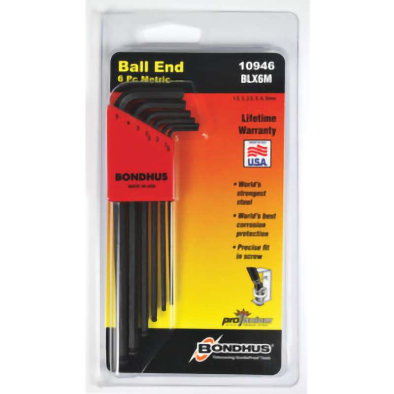 L-Key Balldriver Set, 6 pc., 1.5 thru 5mm